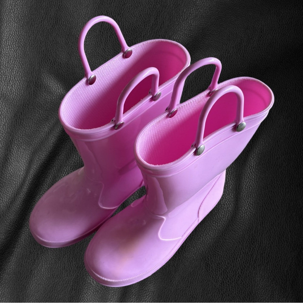 Pink Girl’s Rain Boots with Pull Handles